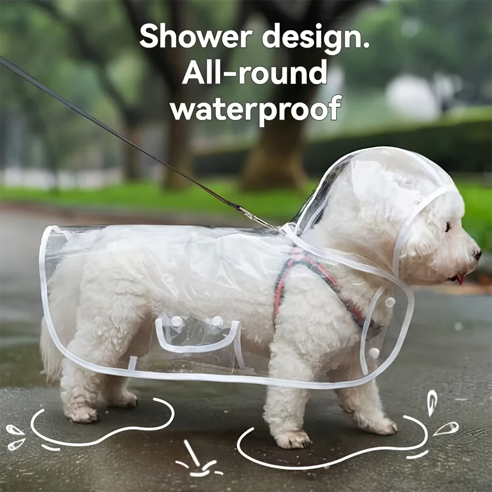 Waterproof Transparent Dog Raincoat - Lightweight Rain Jacket for Small and Medium Dogs