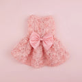 Embroidered Flower Princess Dress for Dogs - Pink Bowknot Spring Outfit