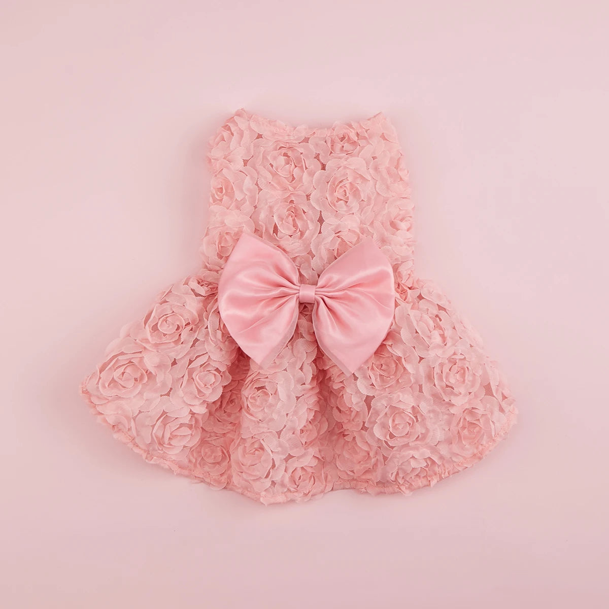 Embroidered Flower Princess Dress for Dogs - Pink Bowknot Spring Outfit