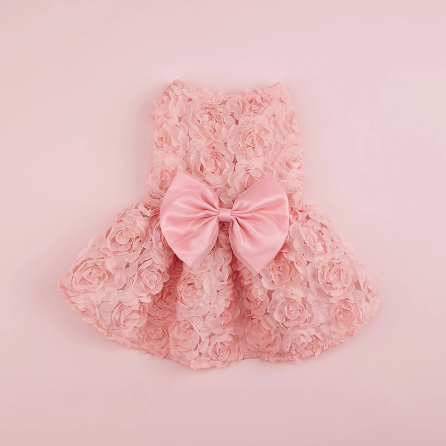 Embroidered flower princess dress for dogs