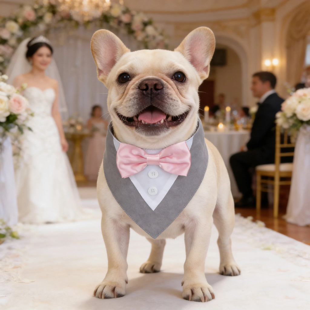 Formal Dog Tuxedo Bandana with Bow Tie - Wedding and Birthday Costume