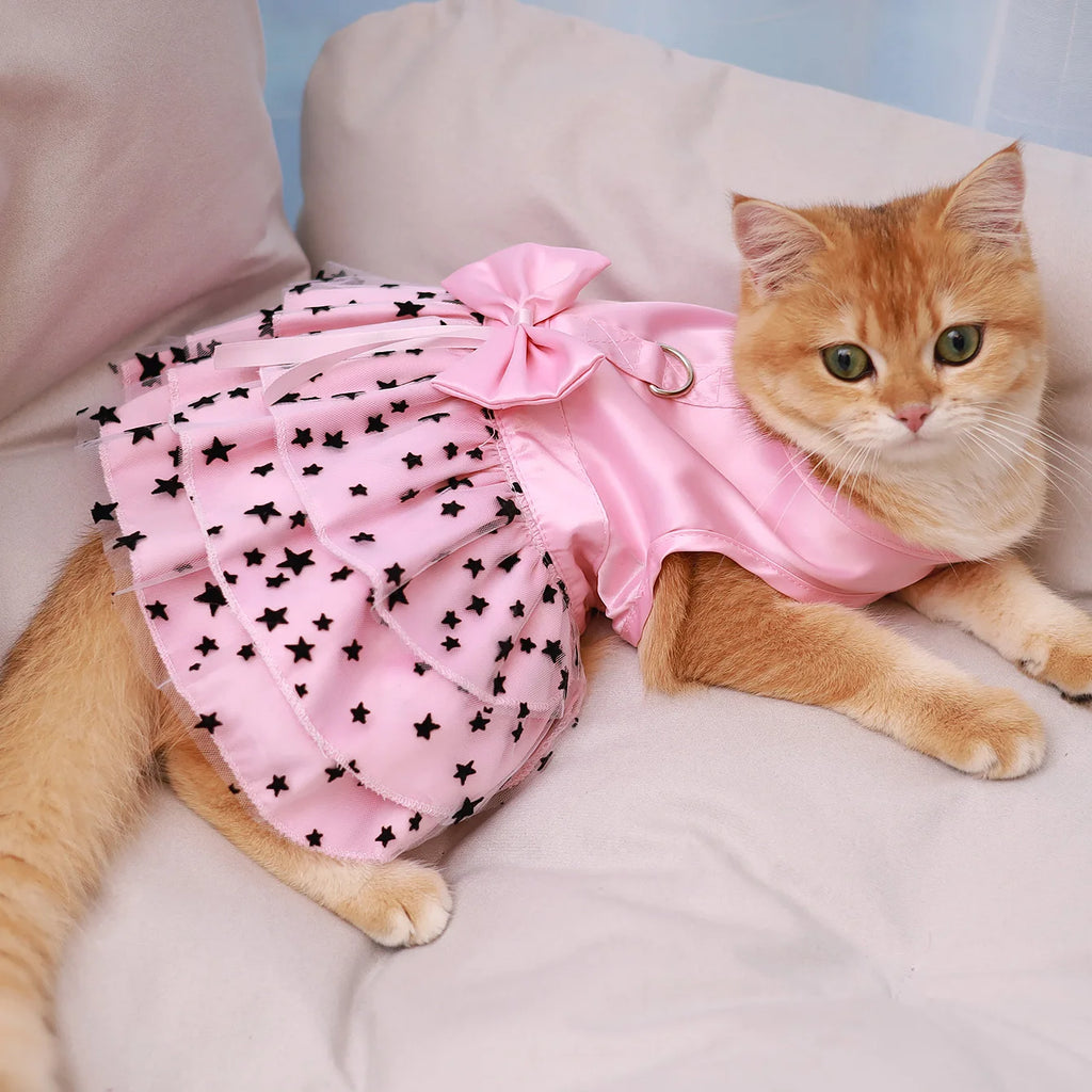 Vestido de princesa de lunares para perros y gatos - Falda de verano ligera sin mangas