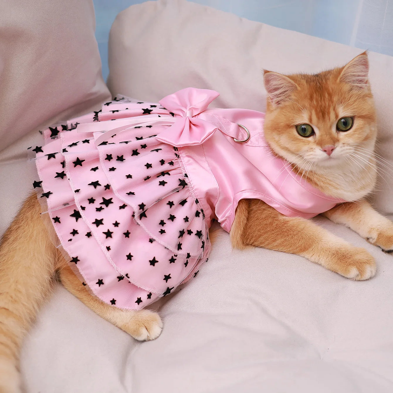 Vestido de princesa de lunares para perros y gatos - Falda de verano ligera sin mangas