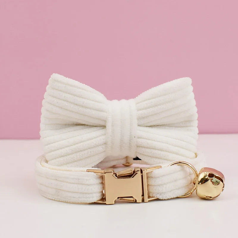 Personalized Cat Collar with Bell and Bow Tie - Custom Engraved Name Plate