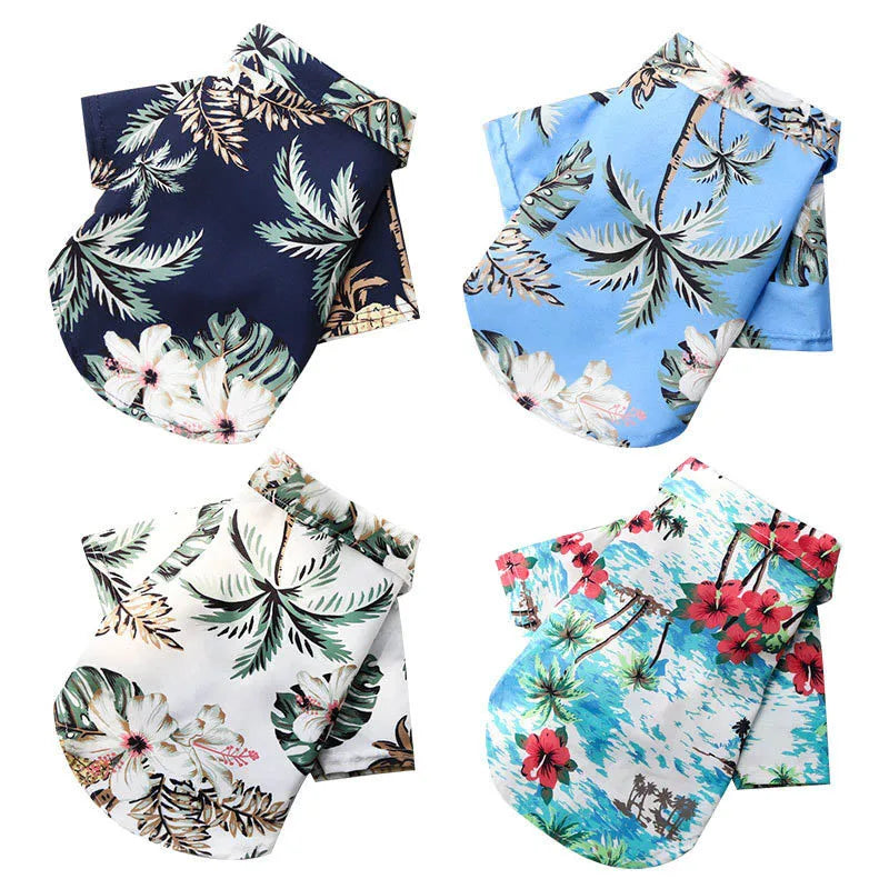Hawaiian Pineapple Print Pet Shirt - Short Sleeve Beach Style for Dogs and Cats