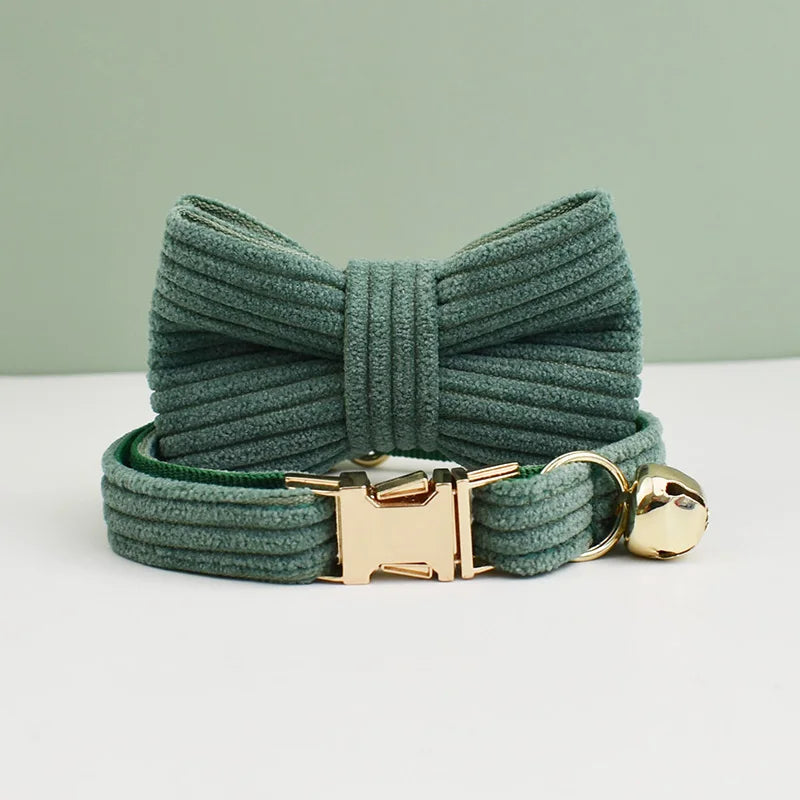 Personalized Cat Collar with Bell and Bow Tie - Custom Engraved Name Plate