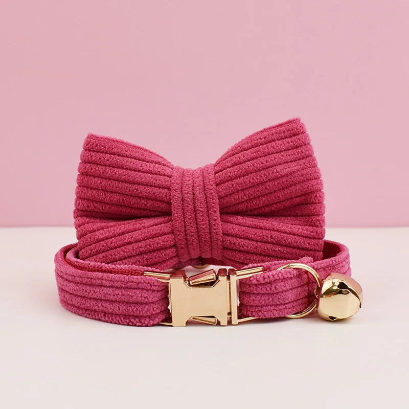 Personalized Cat Collar with Bell and Bow Tie - Custom Engraved Name Plate