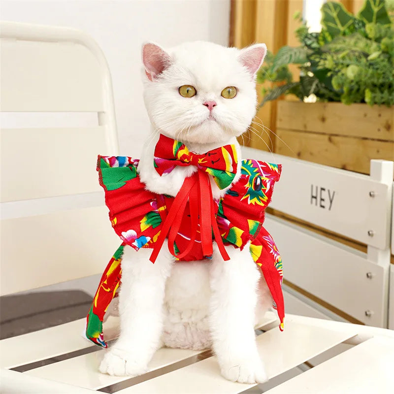 Plaid Princess Dress with Flutter Sleeves for Small Dogs - Cute Summer Outfit