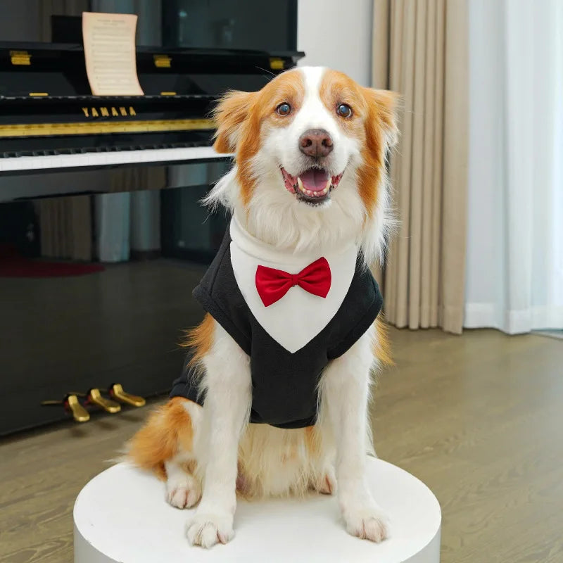 Elegant Pet Tuxedo with Bow Tie – Formal Wedding Suit for Dogs & Cats