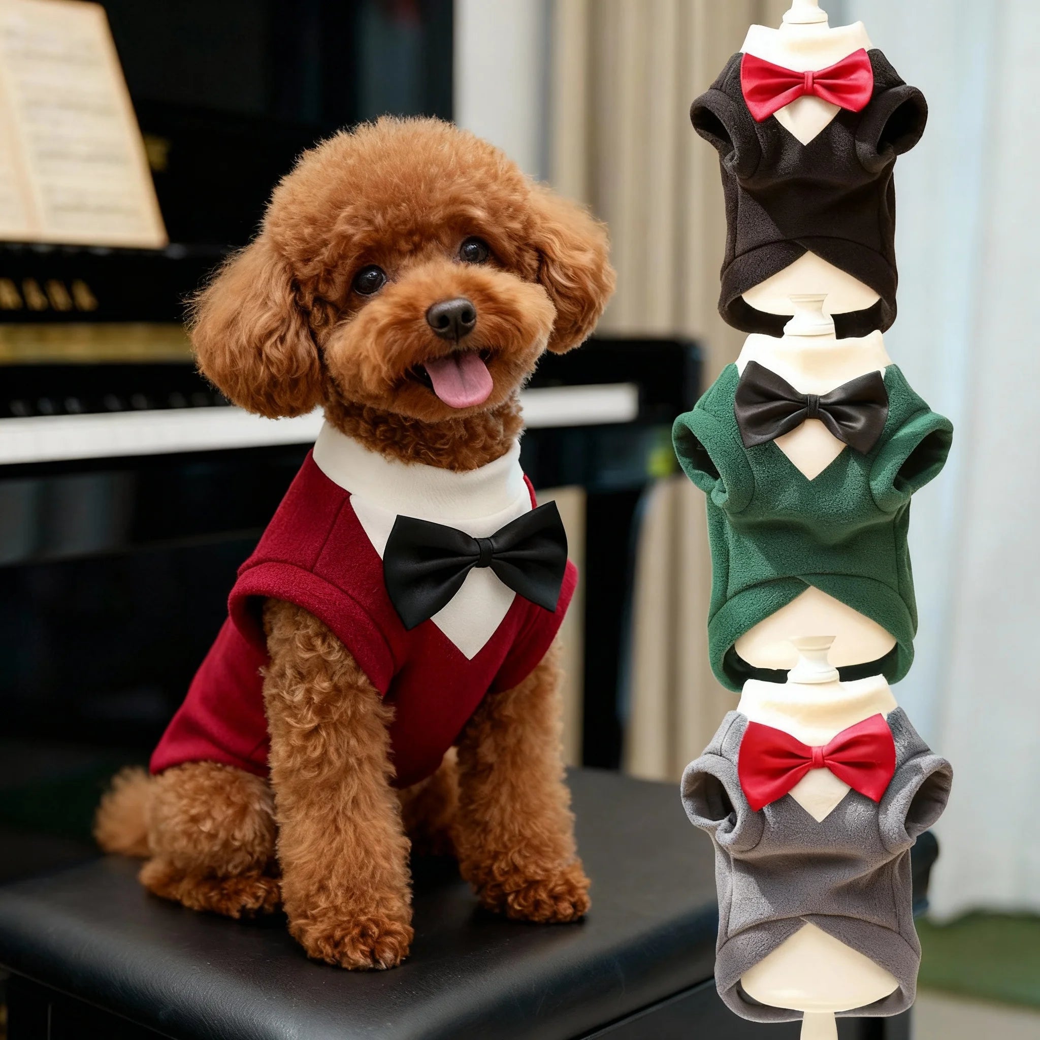 Elegant Pet Tuxedo with Bow Tie – Formal Wedding Suit for Dogs & Cats