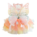 Rainbow Butterfly Princess Dress for Cats and Dogs - Mesh Costume with Wings