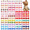30-Pack Mixed Color Dog Hair Bows with Rubber Bands - Cute Grooming Accessories