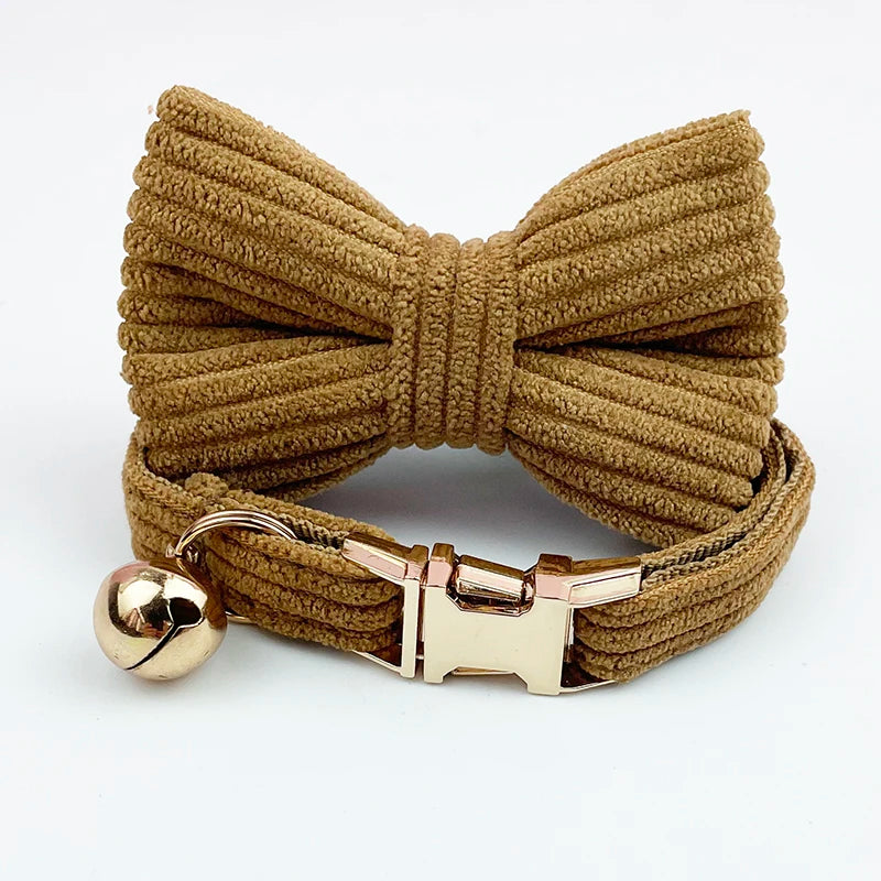 Personalized Cat Collar with Bell and Bow Tie - Custom Engraved Name Plate