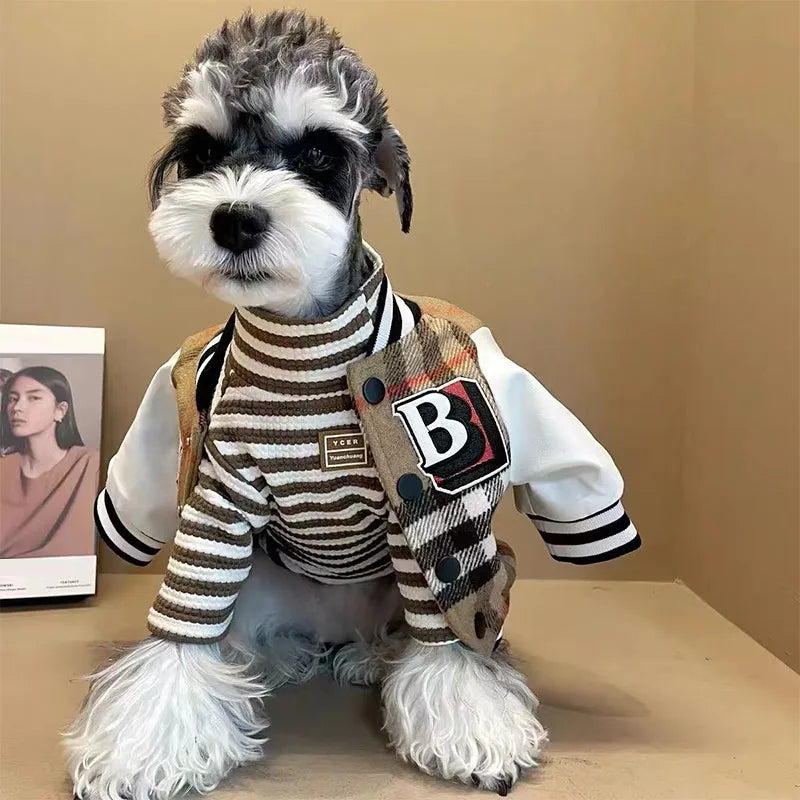 Warm Baseball Jacket for Dogs - Cozy Cotton Coat for Fall and Winter
