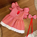 Plaid Princess Dress with Flutter Sleeves for Small Dogs - Cute Summer Outfit