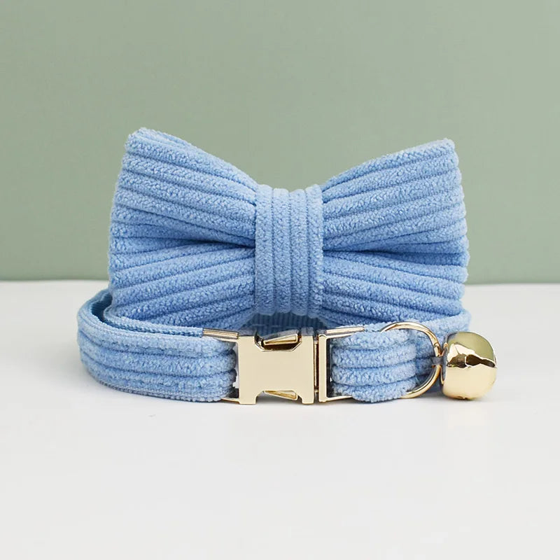 Personalized Cat Collar with Bell and Bow Tie - Custom Engraved Name Plate