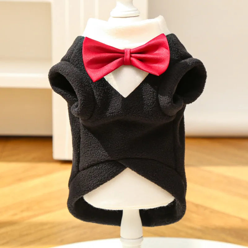 Elegant Pet Tuxedo with Bow Tie – Formal Wedding Suit for Dogs & Cats