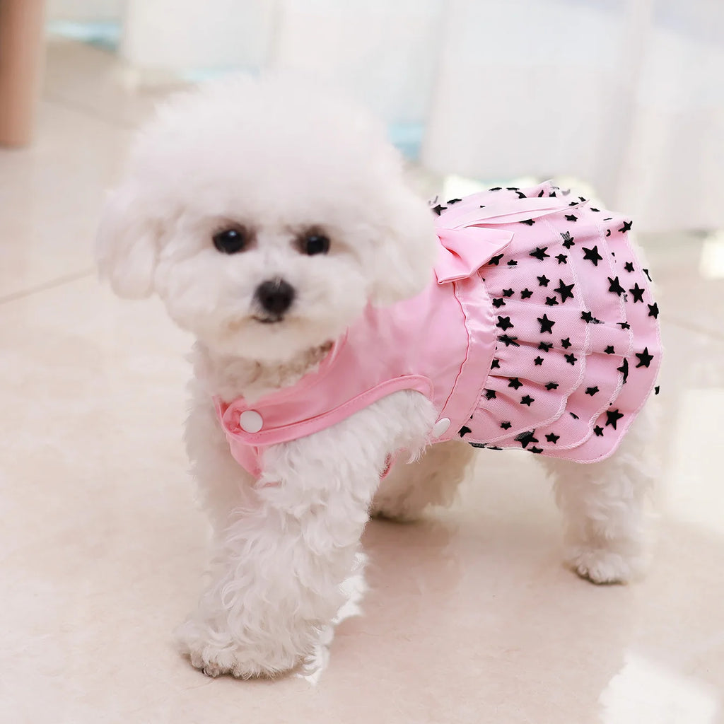 Vestido de princesa de lunares para perros y gatos - Falda de verano ligera sin mangas