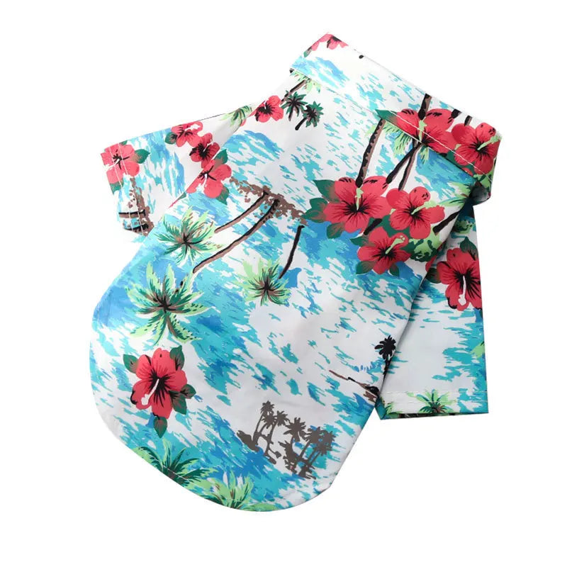 Hawaiian Pineapple Print Pet Shirt - Short Sleeve Beach Style for Dogs and Cats