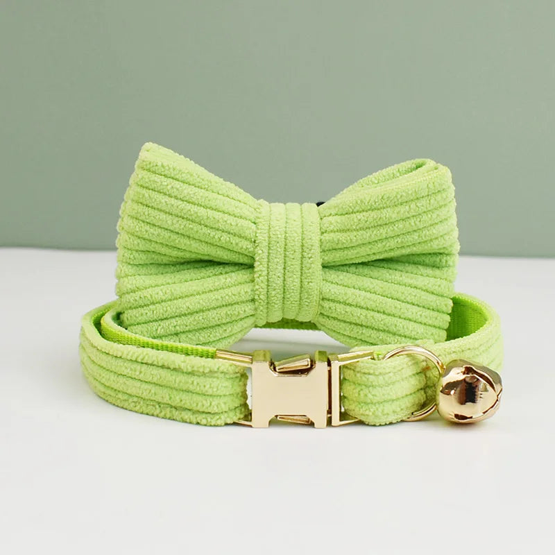 Personalized Cat Collar with Bell and Bow Tie - Custom Engraved Name Plate