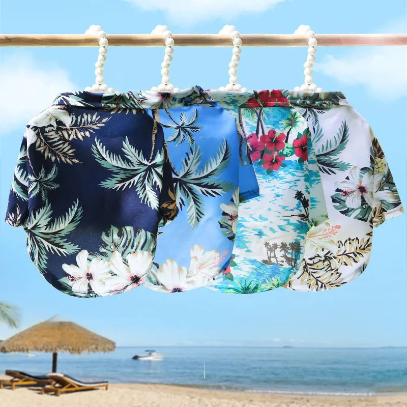 Hawaiian Pineapple Print Pet Shirt - Short Sleeve Beach Style for Dogs and Cats