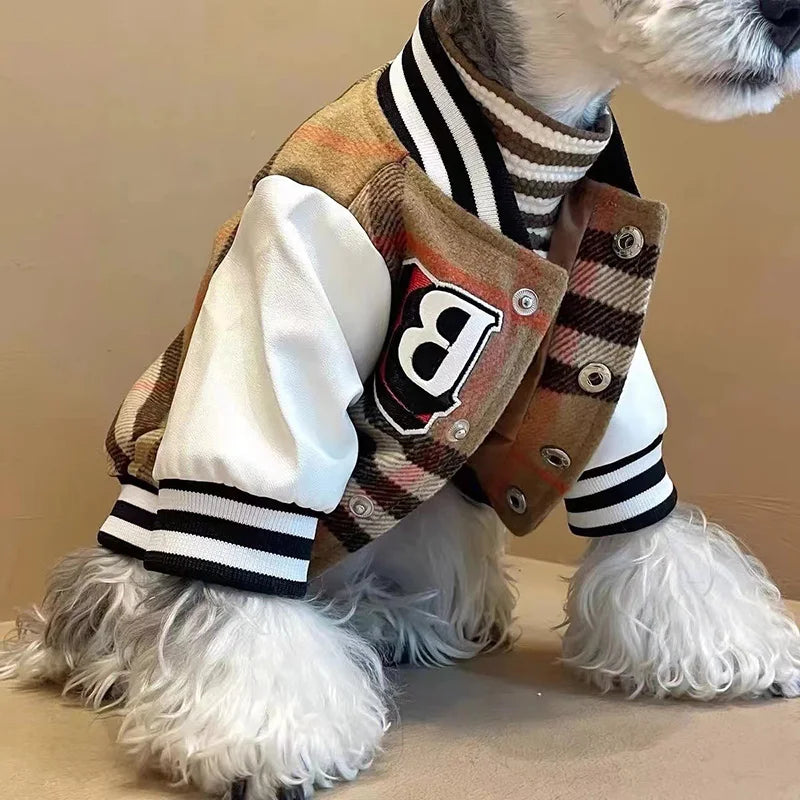 Warm Baseball Jacket for Dogs - Cozy Cotton Coat for Fall and Winter