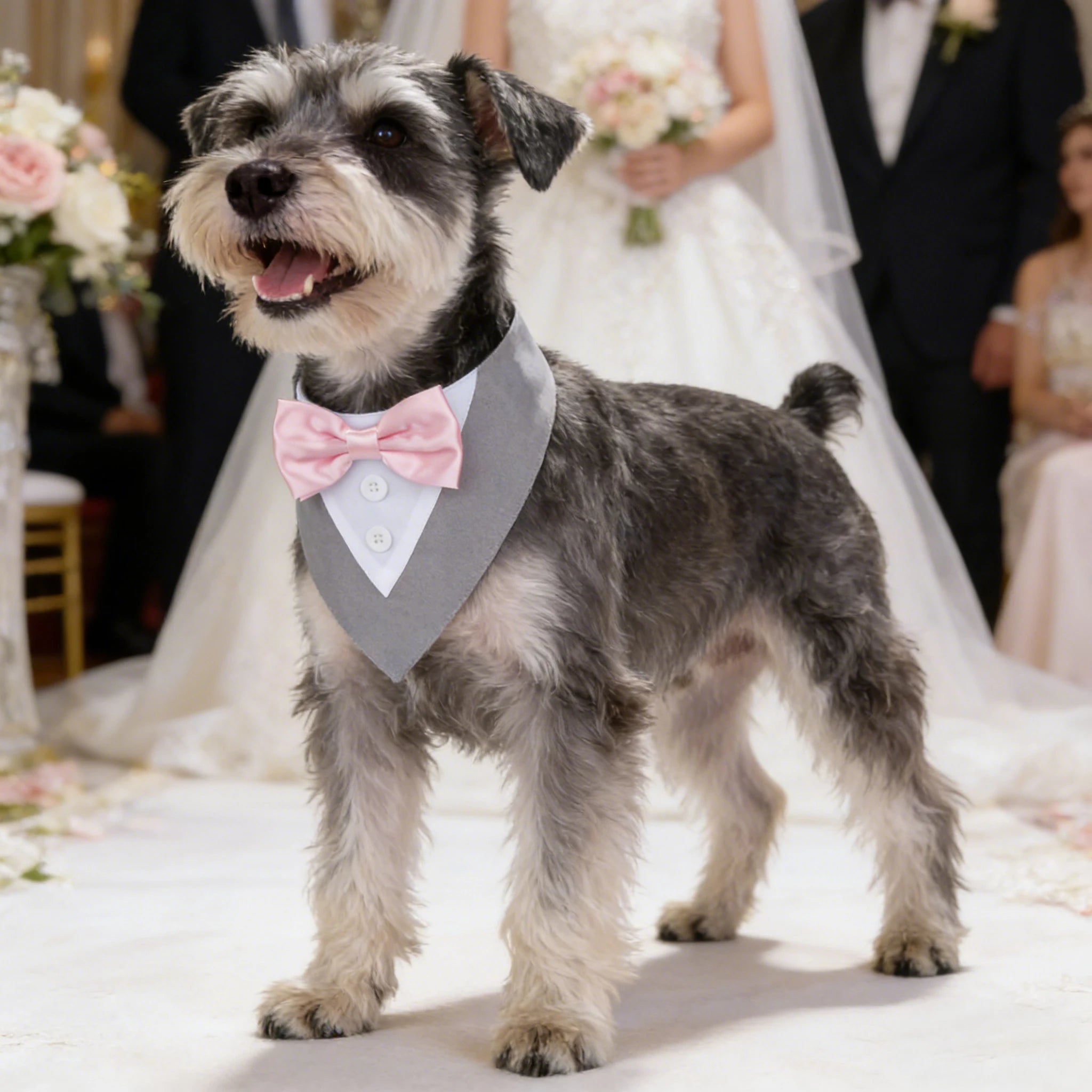 Formal Dog Tuxedo Bandana with Bow Tie - Wedding and Birthday Costume