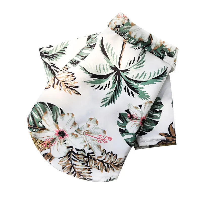 Hawaiian Pineapple Print Pet Shirt - Short Sleeve Beach Style for Dogs and Cats