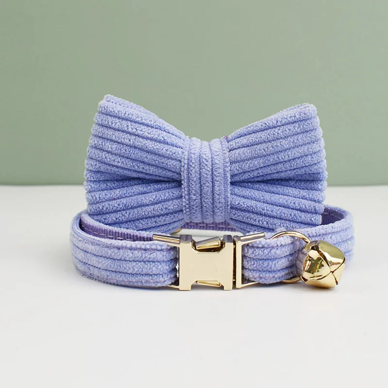 Personalized Cat Collar with Bell and Bow Tie - Custom Engraved Name Plate
